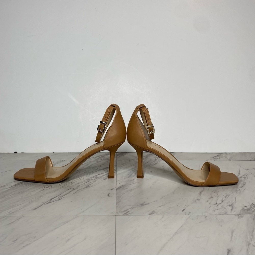Vince Camuto Enella Square Toe Brown Leather Heel Sandal 7 1/2 M - Picture 7 of 12